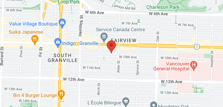 map of 8 1235 W 10TH AVENUE